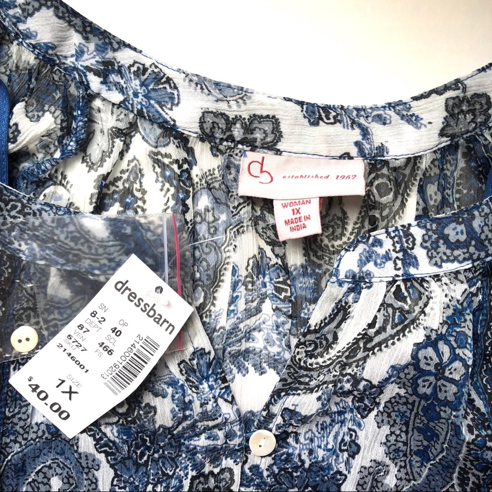 NWT Dress Barn 3/4 Sleeve Quarter Button Up Blouse - Picture 2 of 4
